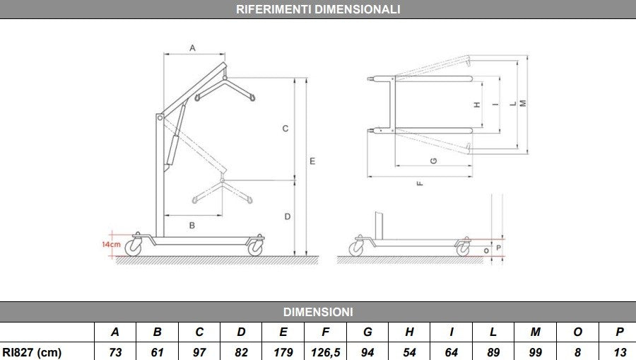 Sollevamalati manuale MUEVO RI827 ridotto - Con leva + Imbracatura standard - Portata 180 Kg