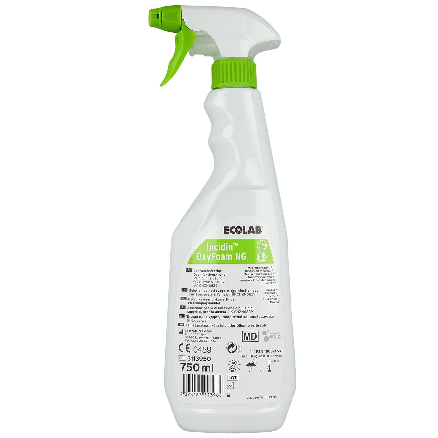 Detergente per superfici INCIDIN OXYFOAM - 750 ml con erogatore