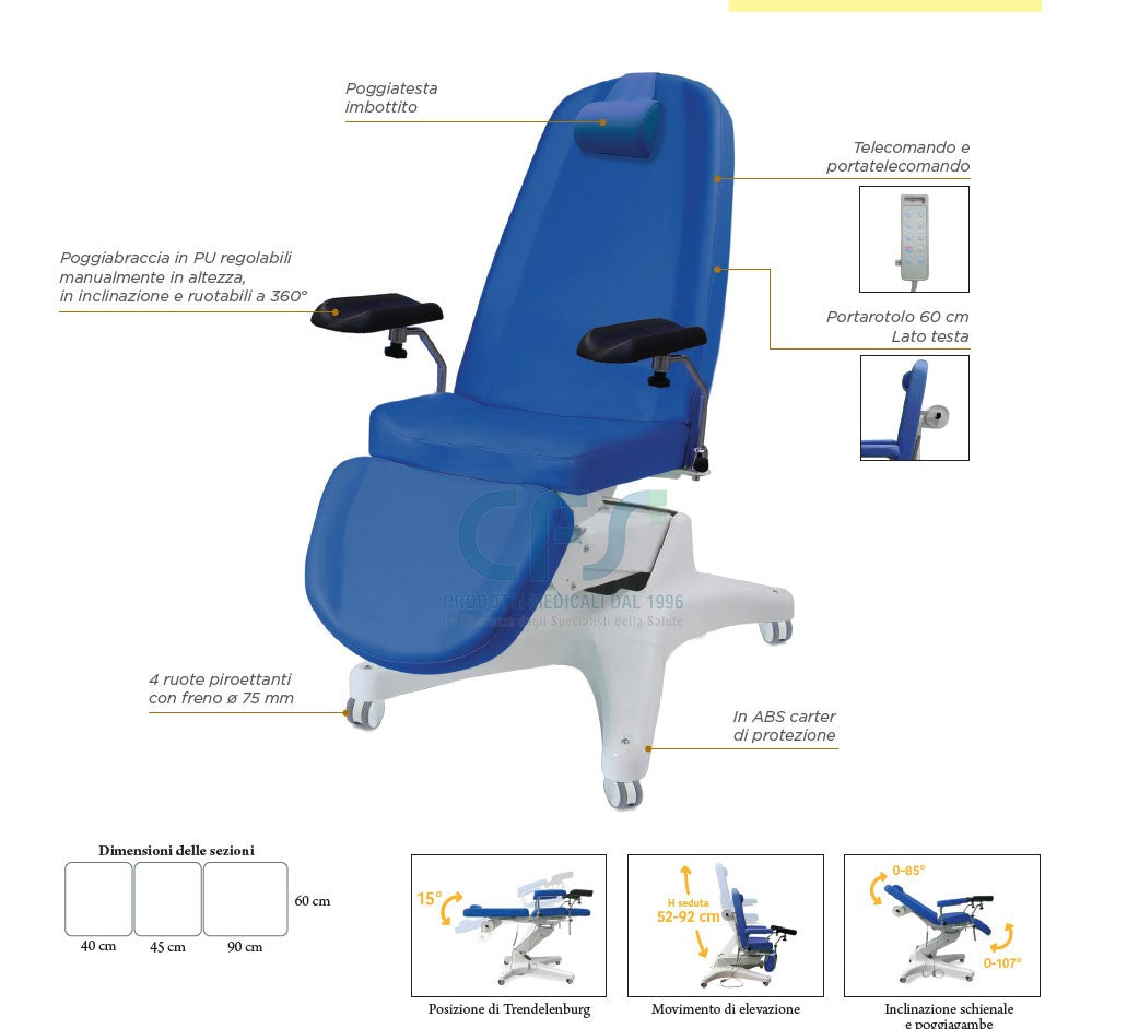 Poltrona multifunzione RUGY Prelievo PM140 - 3 sezioni e 4 Motori