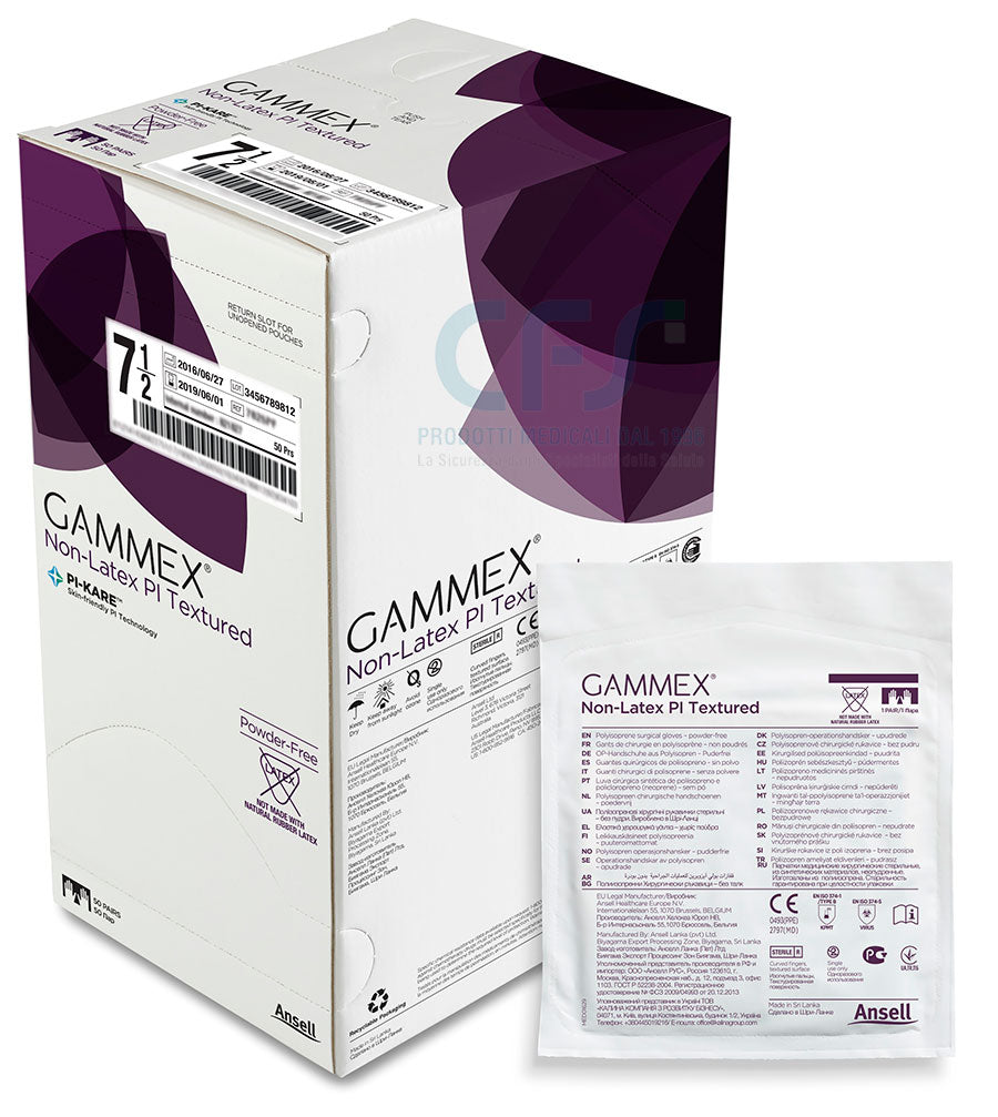 Guanti chirurgici sterili in poliisoprene senza polvere GAMMEX PI (50 paia)