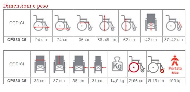 Carrozzina pieghevole ad autospinta per bambini ARDEA One KIDDY CP880-35