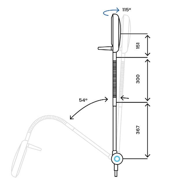 Lampada a luce fredda a 9 LED Primaled-Flex da parete