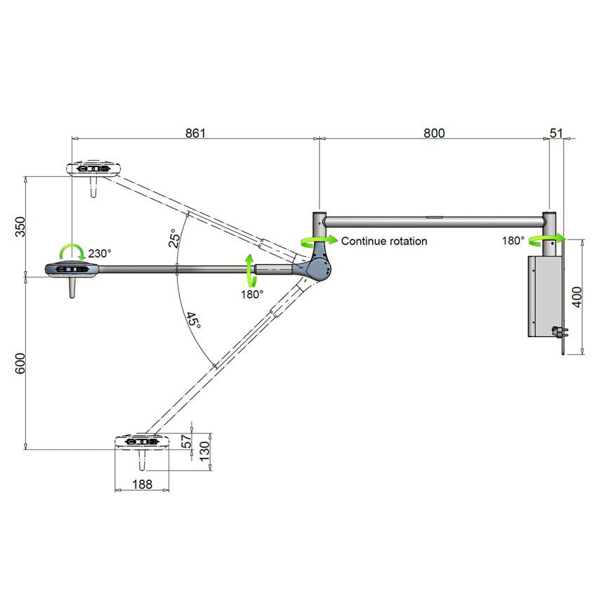 Lampada Scialitica a 9 LED SATURNO da parete