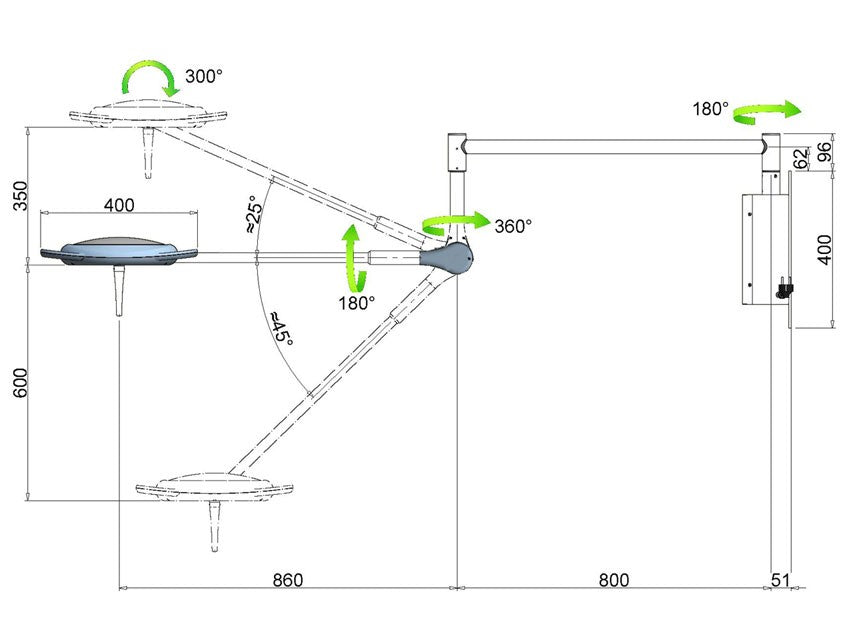 Lampada Scialitica PENTALED 28 da parete