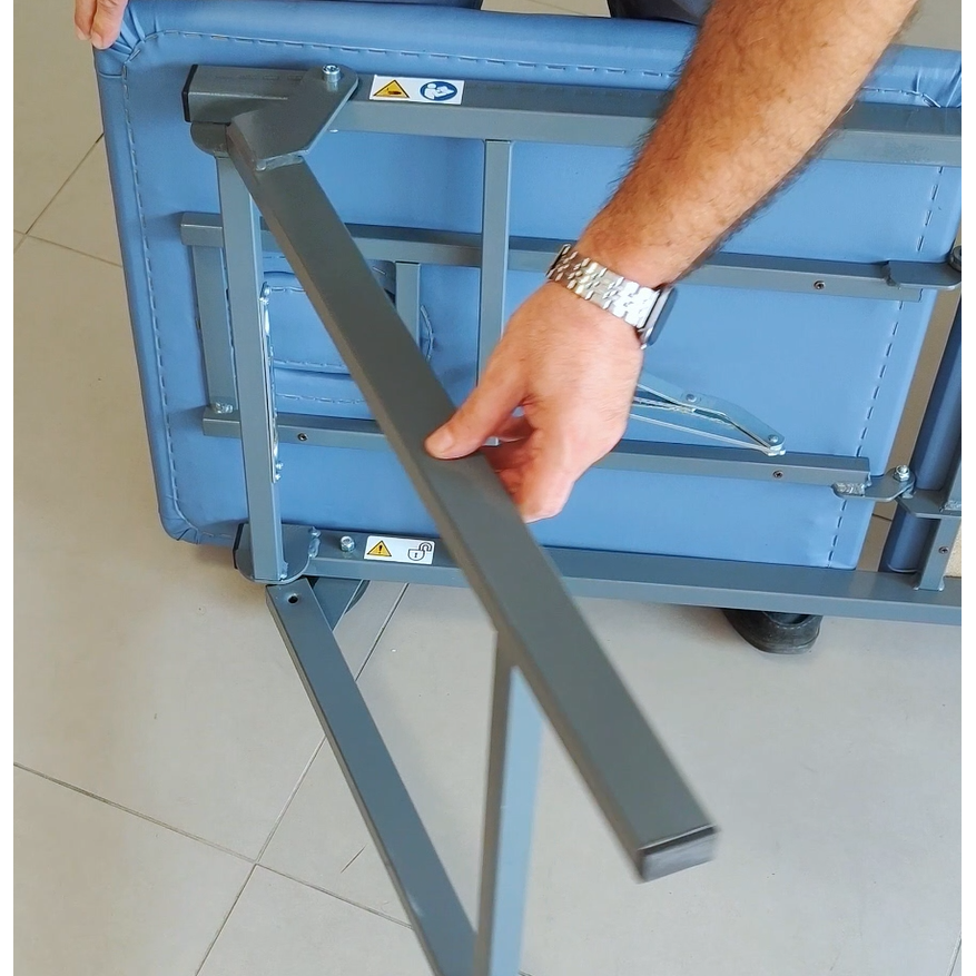 Lettino da visita BOLT con gambe pieghevoli - Blu