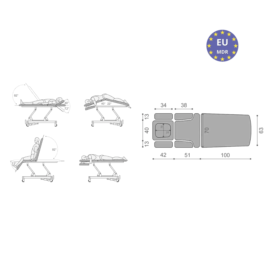 Lettino elettrico ad altezza variabile EVERO X7 ERGO - Larghezza 68 cm