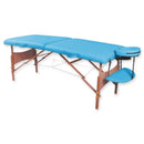 Lettino da massaggio a 2 sezioni turchese in legno