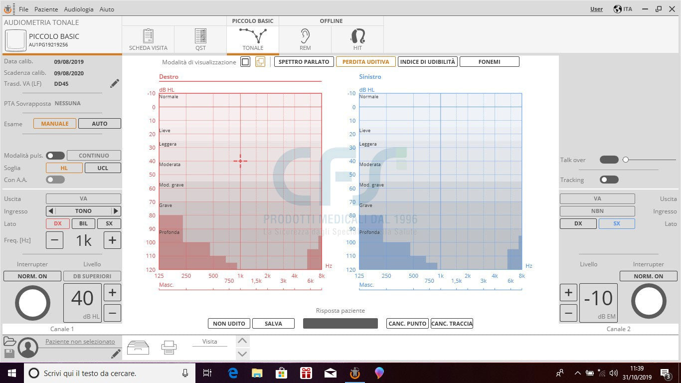Audiometro INVENTIS Piccolo BASIC - collegamento PC Windows