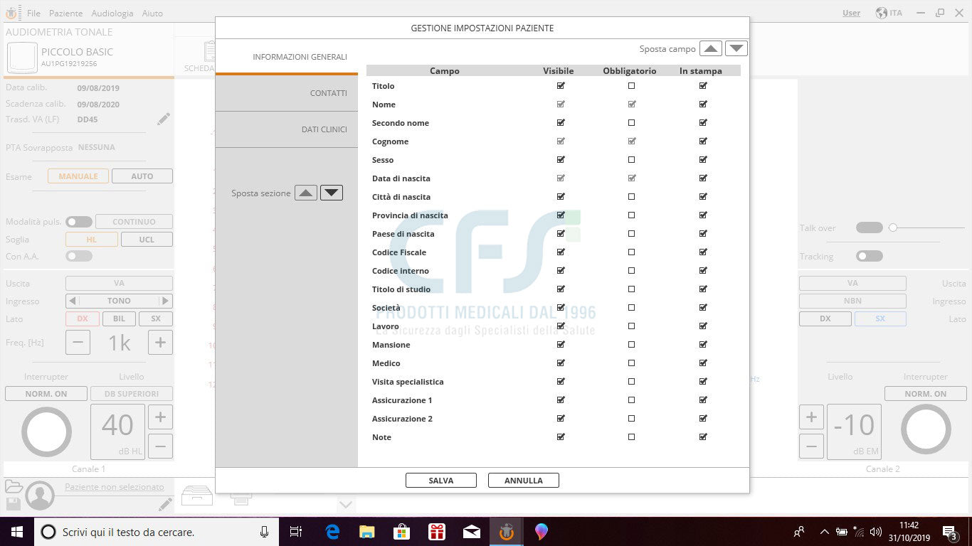 Audiometro INVENTIS Piccolo BASIC - collegamento PC Windows
