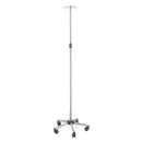 Asta portaflebo in acciaio inox con ruote MI426 - 4 ganci in acciaio - base acciaio