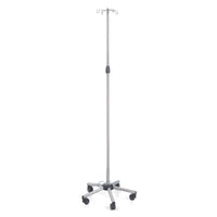 Asta portaflebo in acciaio inox con ruote MI426 - 4 ganci in acciaio - base acciaio