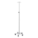 Asta portaflebo in acciaio inox con ruote MI427 - 4 ganci in acciaio - base e meccanismo in acciaio