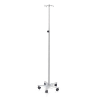 Asta portaflebo in acciaio inox con ruote MI427 - 4 ganci in acciaio - base e meccanismo in acciaio