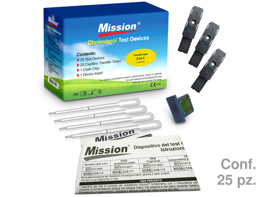 Pannello Profilo Lipidico e Capillari 3 in 1 per analizzatore Mission (Conf. 25 pz.)