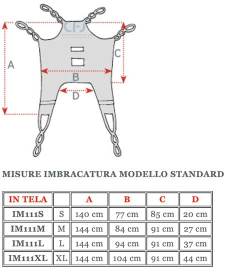 Imbracatura standard IM111 per sollevamalati - in tela con poggiatesta