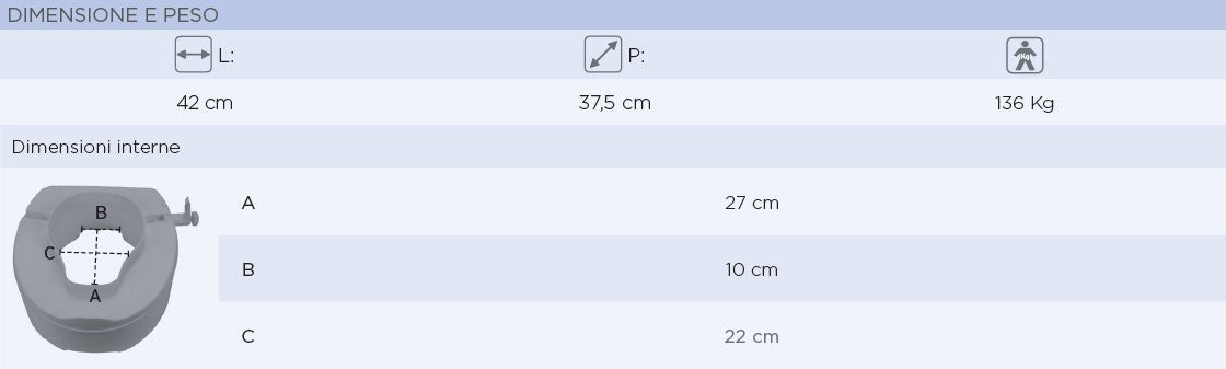 Rialzo per WC cm 10 con blocco laterale e coperchio RP410-10