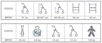 Deambulatore pieghevole RP751 - 2 ruote fisse con freni e 2 ruote piroettanti con blocco