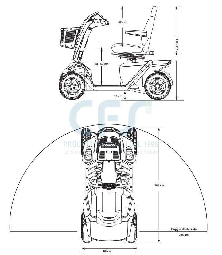 Scooter a 4 ruote PRIDE Victory XL 140 - Rosso