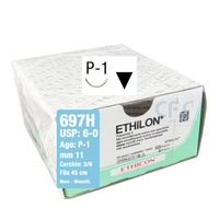 Sutura Ethicon ETHILON 697H - 6-0, Ago 3/8 P-1 mm 11 - Nero (Conf. 36 pz.)