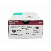 Monosyn Quick suture assorbibili in gliconato, ago 3/8 12mm, USP 5/0 - filo incolore 70cm (conf. 36 pz.)