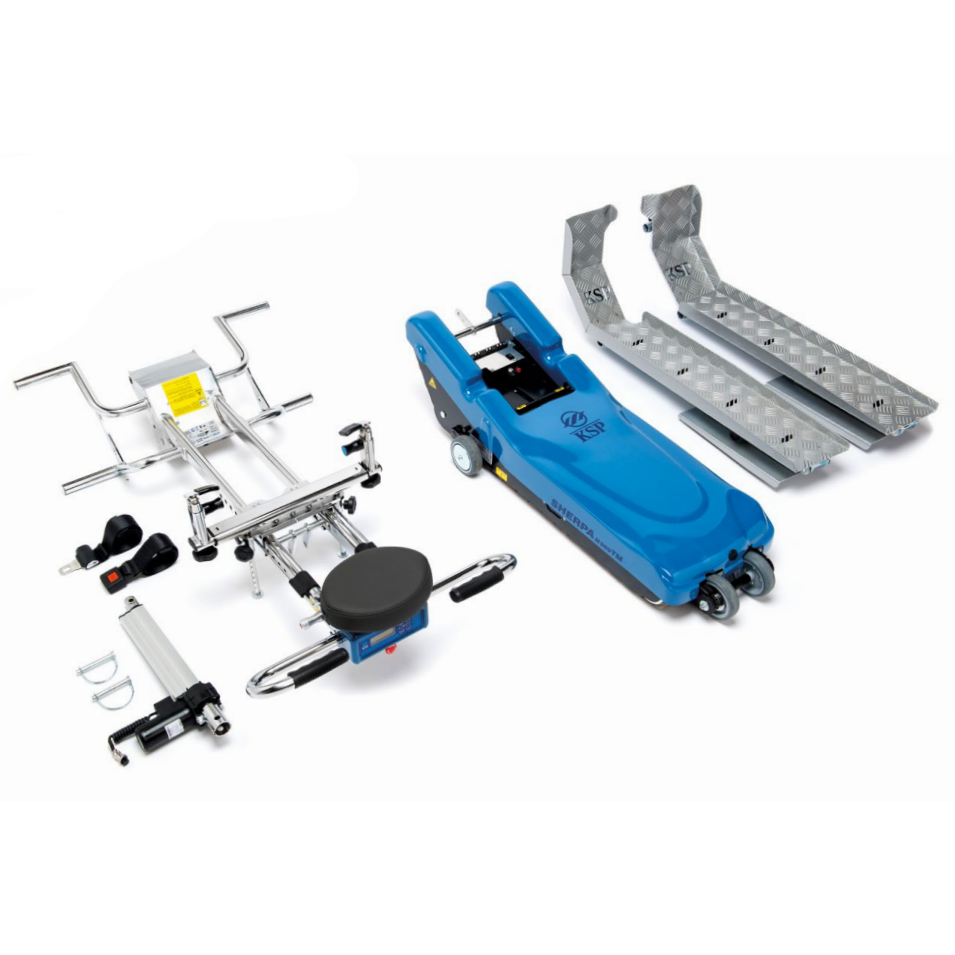 Montascale mobile a cingoli SHERPA N989TM con rampe e timone motorizzato