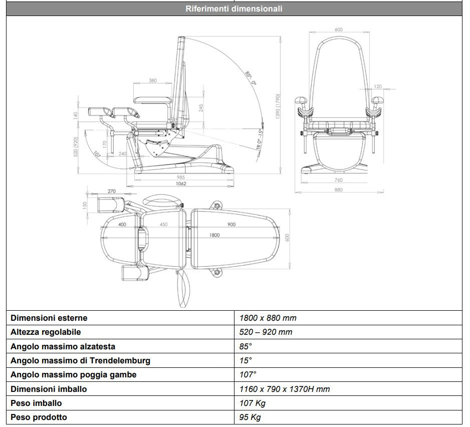 Poltrona multifunzione RUGY Ginecologica PM120 - 3 sezioni e 4 Motori