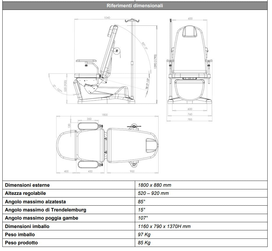Poltrona multifunzione RUGY Prelievo PM140 - 3 sezioni e 4 Motori