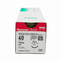 Novosyn Quick suture assorbibili in poliglactina 910, ago 3/8 19mm, USP 4/0 - filo incolore 70 cm (conf. 12 pz.)