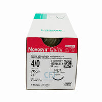 Novosyn Quick suture assorbibili in poliglactina 910, ago 3/8 16mm, USP 4/0 - filo incolore 70cm (conf. 12 pz.)
