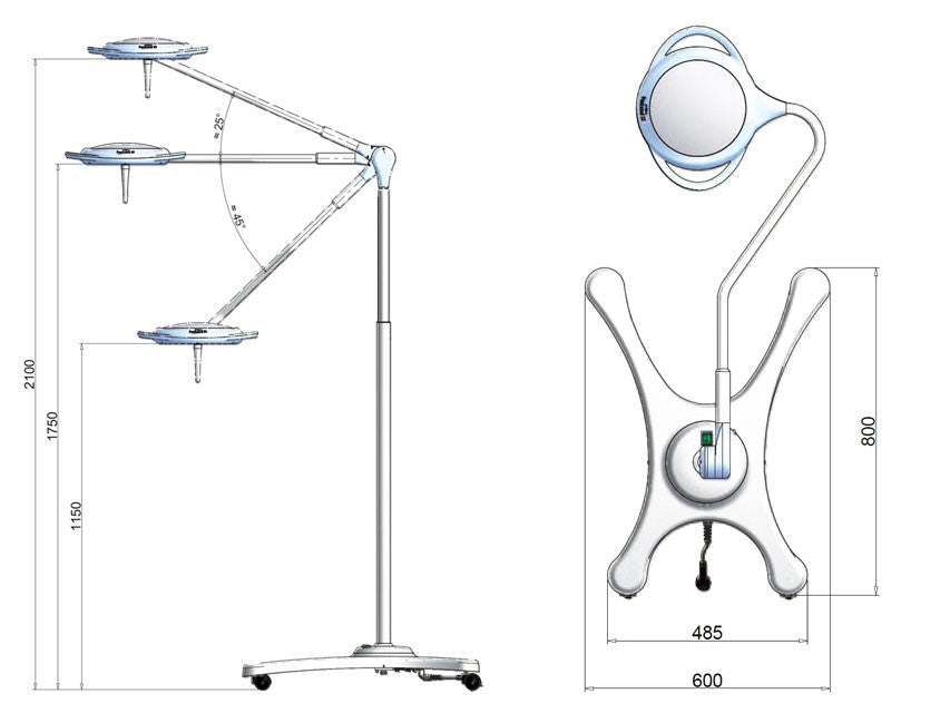 Lampada Scialitica PENTALED 12 su carrello con gruppo batteria