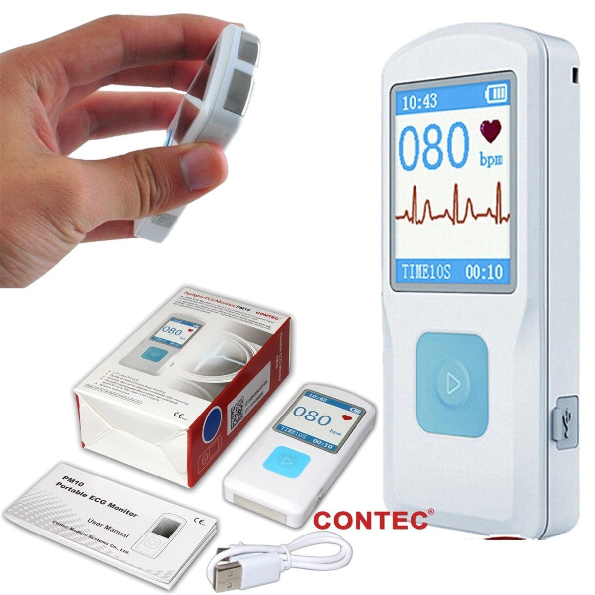 Ecg palmare PM10 con Software e Bluetooth