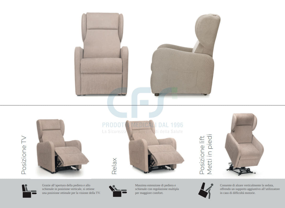 Poltrona elevabile 2 motori AGAVE PO410 con Roller