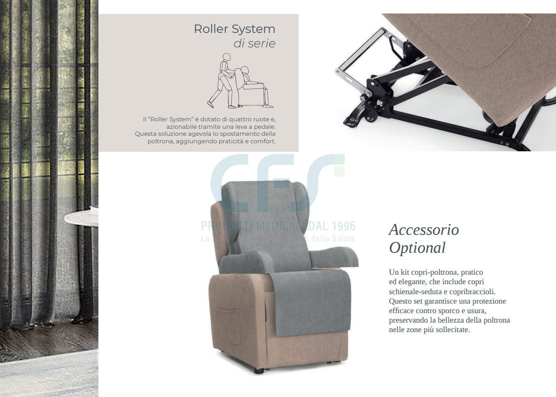 Poltrona elevabile 2 motori AGAVE PO410 con Roller