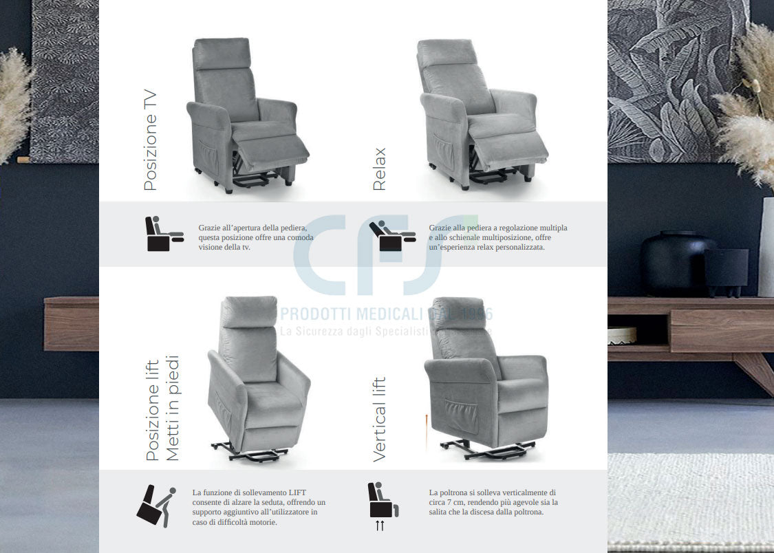 Poltrona elevabile 2 motori CHLOE PO403