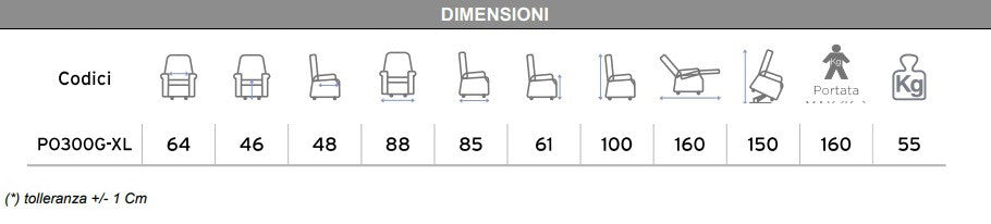 Poltrona elevabile 2 motori NINFEA Large PO400XL Grigio