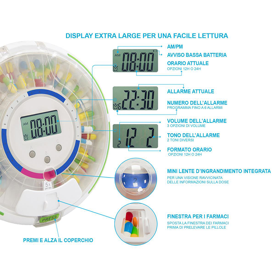 Portapillole con Bluetooth M111 - 28 giorni di dosaggio