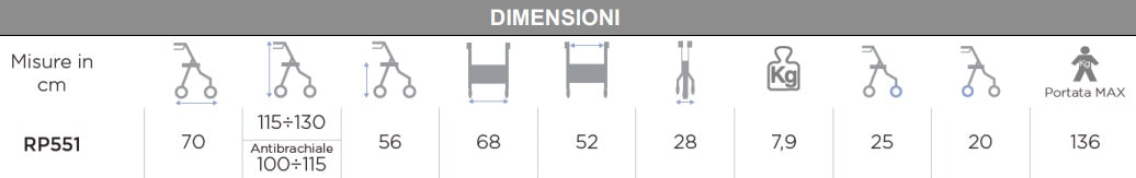 Deambulatore Rollator Saturno RP551