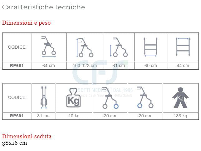 Deambulatore antibrachiale Rollator Era RP691