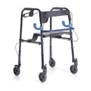 Deambulatore pieghevole RP751 - 2 ruote fisse con freni e 2 ruote piroettanti con blocco