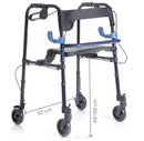 Deambulatore pieghevole RP751 - 2 ruote fisse con freni e 2 ruote piroettanti con blocco
