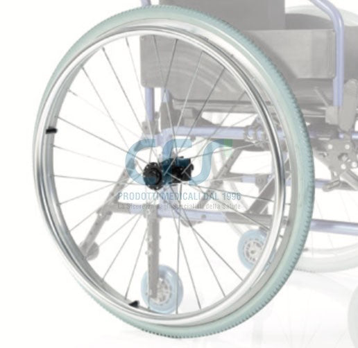 Ruote posteriori in PU Ø 60 cm CPR723 per carrozzina ARDEA Helios CP740 (coppia)