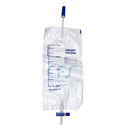 Sacca urina da gamba monouso 750 ml con valvola anti reflusso e scarico a T, tubo 10 cm
