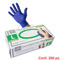 Guanti in nitrile senza polvere Sensicare Free - Antiallergici (conf.200 pz)