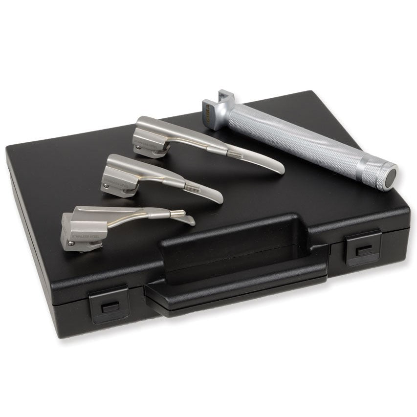 Set laringoscopio F.O. adulti con 3 lame Mc Intosh Green GIMA 2-3-4