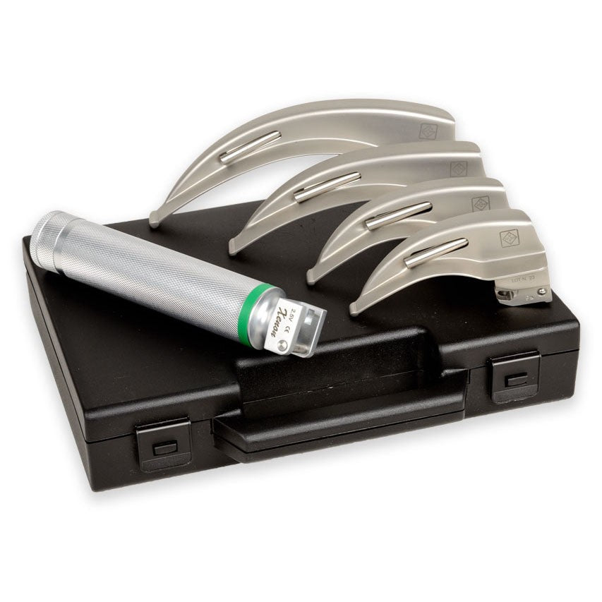 Set laringoscopio F.O. adulti con 4 lame Mc Intosh Green GIMA 1-2-3-4