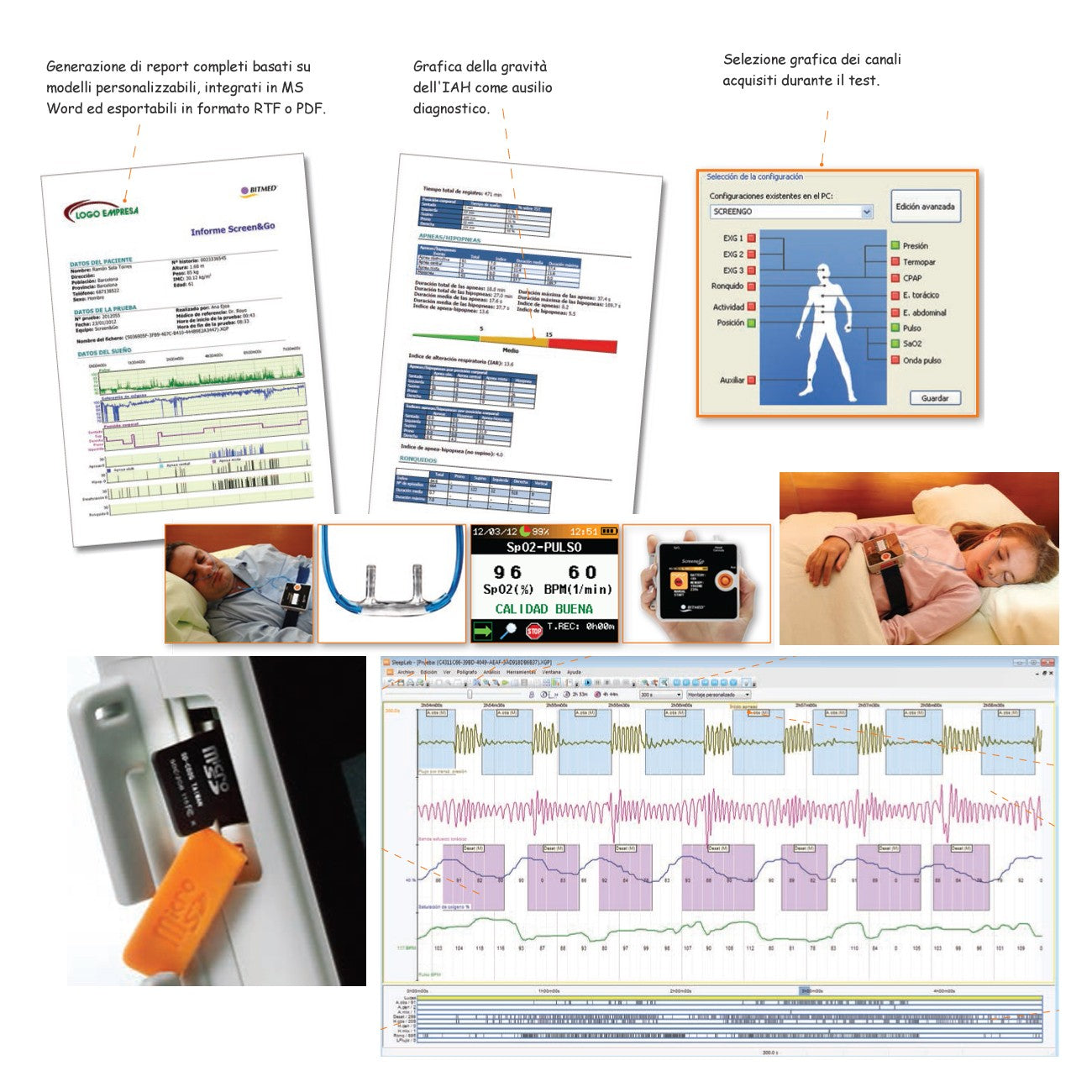 Poligrafo respiratorio New Screen&Go + Software BITMEDLab (screening delle OSAS) – 7 canali
