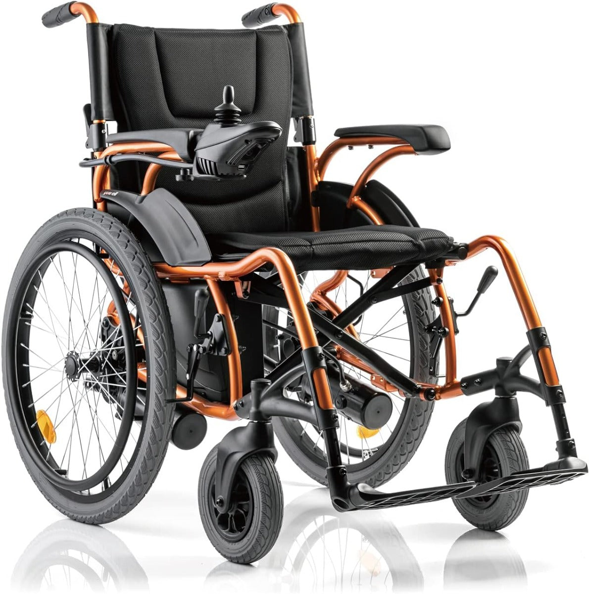 Carrozzina elettrica pieghevole Yuwell D130AL  con ruote posteriori 56 cm e corrimano