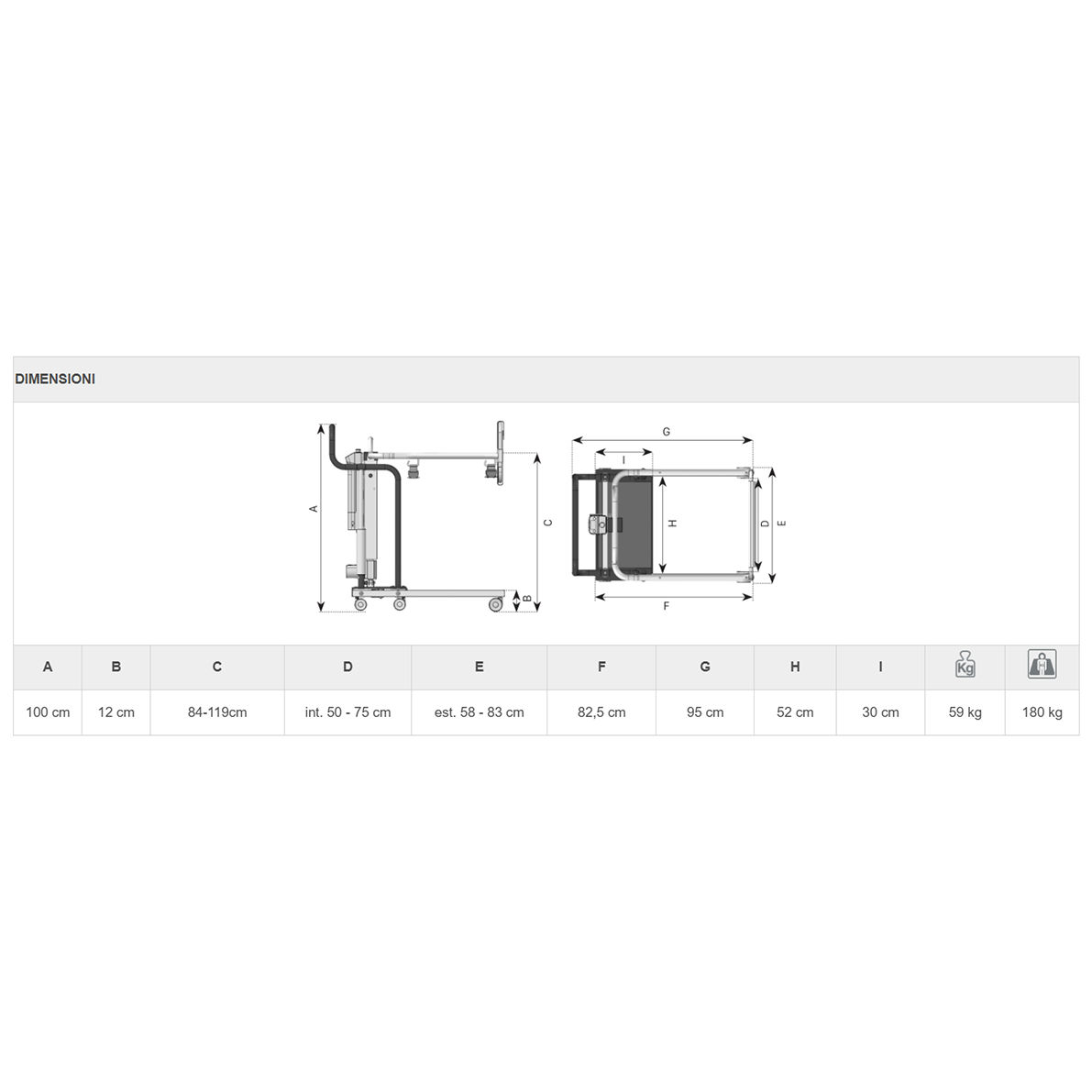 Sollevatore elettrico MUEVO Home RI900 + Imbracatura standard - Portata 180 Kg