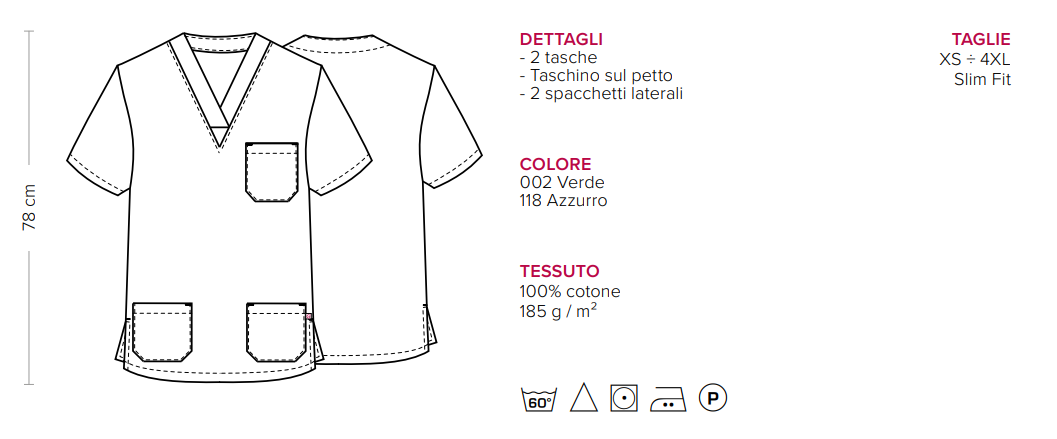 Casacca in cotone 100% PIERO - Azzurra con scollo a V (Unisex)