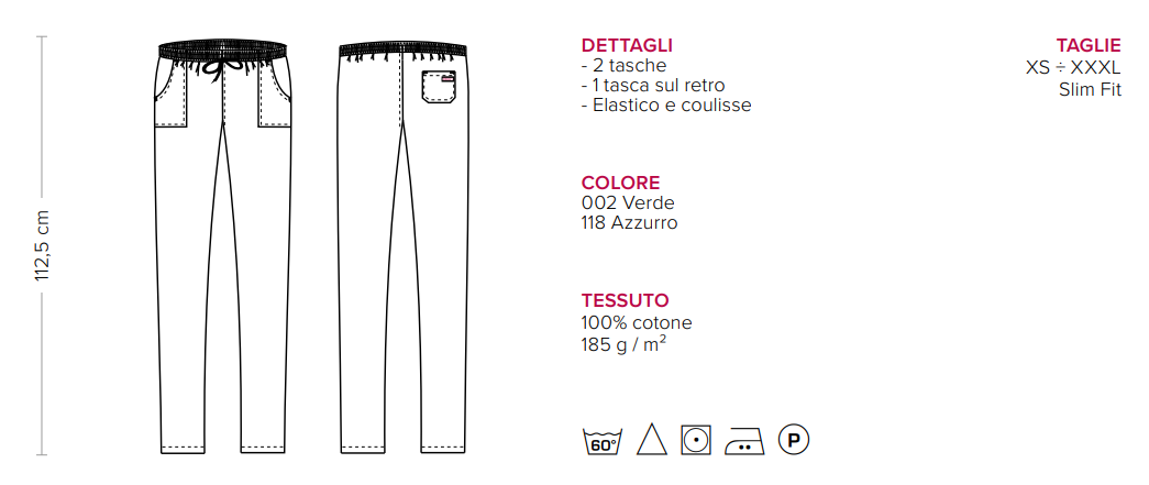 Pantalone in cotone 100% ALAN - Azzurro (Unisex)